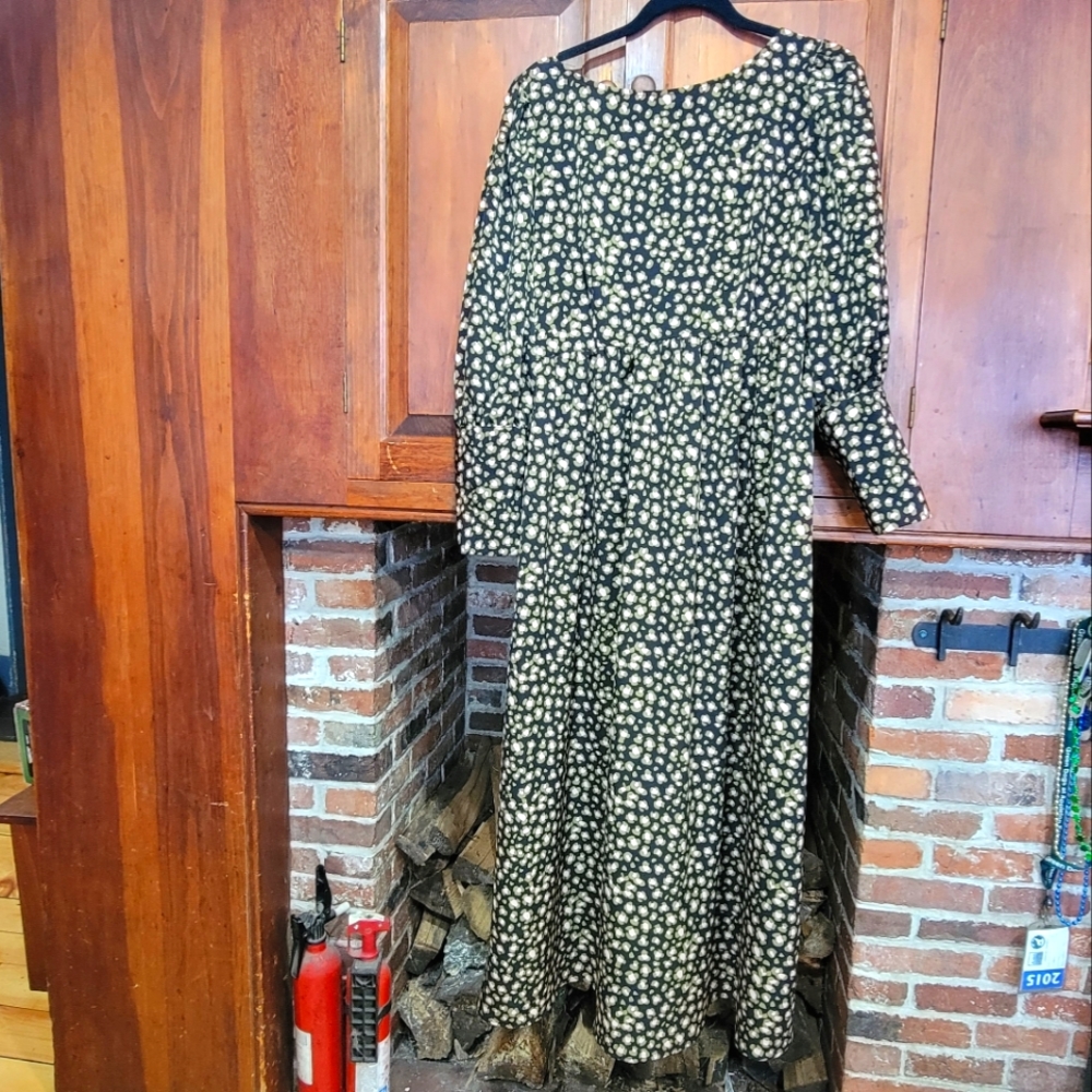 Who What Wear Leopard Print Long Sleeve Maxi Dress Size L Black Khaki Pink